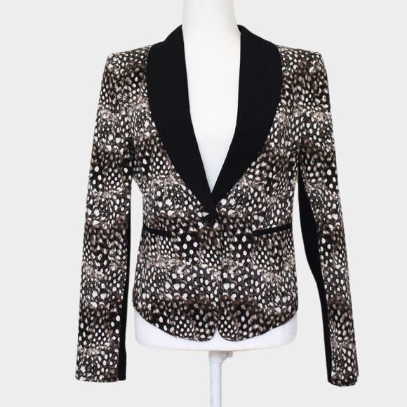 BCBGMAXAZRIA Bowie Abstract Feather Print Blazer Size M - Picture 2 of 9
